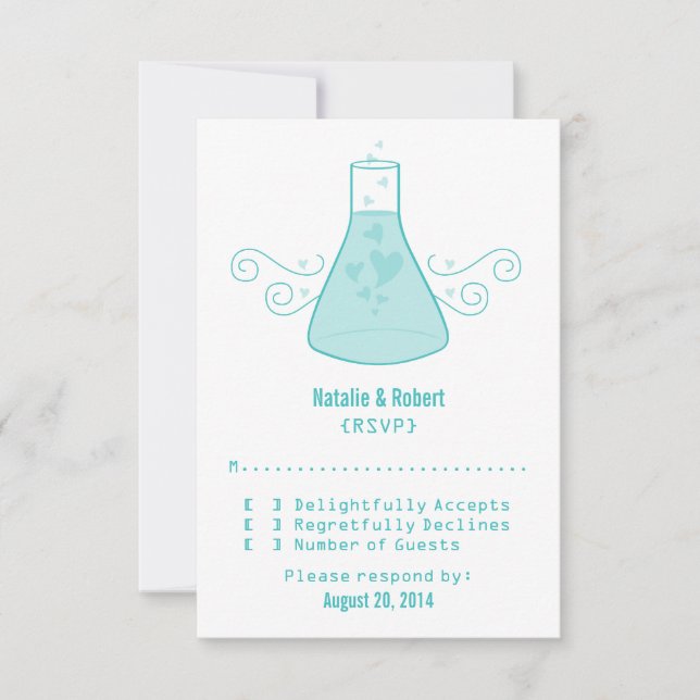 Aqua Sweet Chemistry Response Card RSVP Karte (Vorderseite)