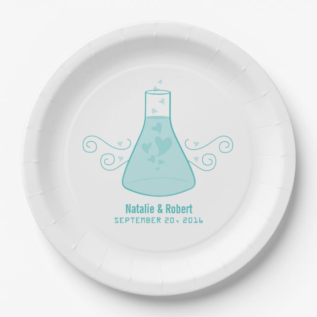 Aqua Sweet Chemistry Wedding Paper Teller (Vorderseite)