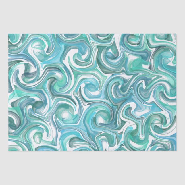 Aqua Swirl Tissue Seidenpapier (Vorderseite)