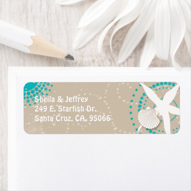 Aqua Tan White Beach Wedding Rücksendeadresse (Insitu)