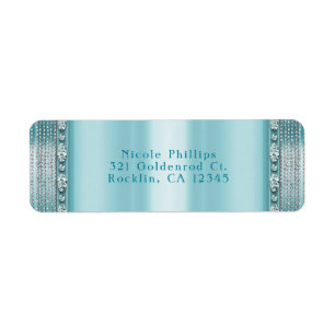 Aqua Teal Blau und Silber Diamant Bling Einladung
