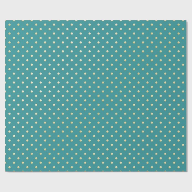 Aqua & Teal Christmas Wrapping Paper with Gold Acc Geschenkpapier (Flach)