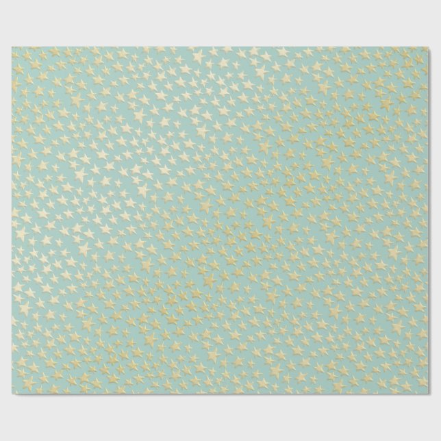 Aqua & Teal Christmas Wrapping Paper with Gold Acc Geschenkpapier (Flach)