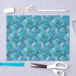 Aqua Teal Gold Watercolor Mosaic Sea Glass  Seidenpapier