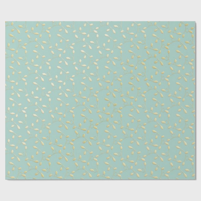 Aqua & Teal Xmas Wrapping Paper with Gold Accents Geschenkpapier (Flach)