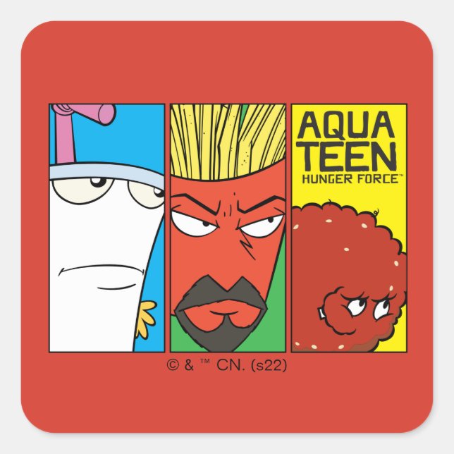 Aqua Teen Hunger Force Character Panel Graphic Quadratischer Aufkleber (Vorderseite)