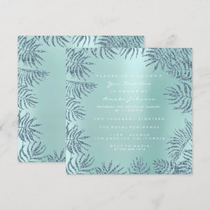 Aqua Tiffany MetallGlitzer-tropisches Blumenblau Einladung