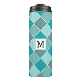 Aqua Tile Muster kundenspezifische Monogramm Tumbl Thermosbecher