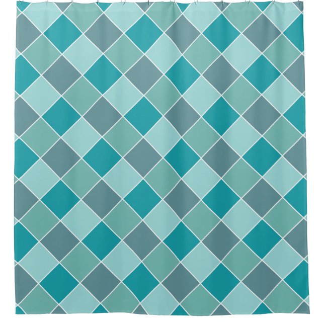 Aqua Tile Pattern Duschvorhang (Vorderseite)