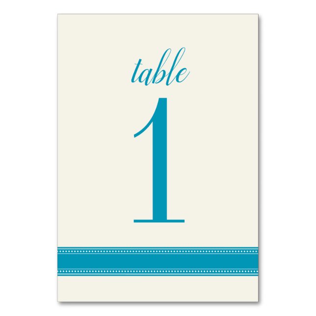 Aqua Tischnummer, Caroline Wedding Table Sign Tischnummer (Vorderseite)