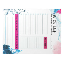 Aqua To Do List Planer Azurblau und rosa Rauch Notizblock