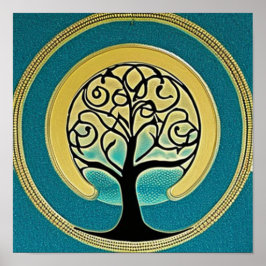 Aqua Tree of Life Poster