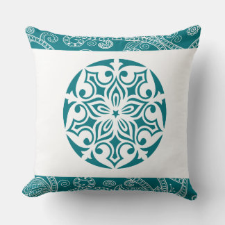 Aqua TRIBAL CIRCLE Retro Throw Kissen
