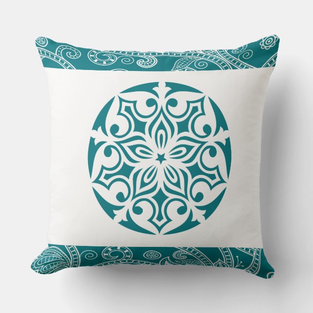 Aqua TRIBAL CIRCLE Retro Throw Kissen (Vorderseite)