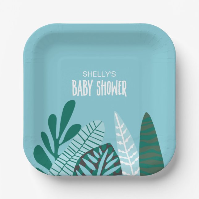 Aqua Tropical Baby Dusche Pappteller (Vorderseite)