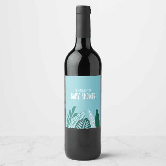 Aqua Tropical Baby Dusche Weinetikett (Vorderseite)