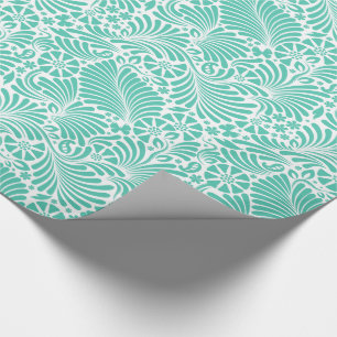 Aqua Tropical Floral Modern Damask Geschenkpapier