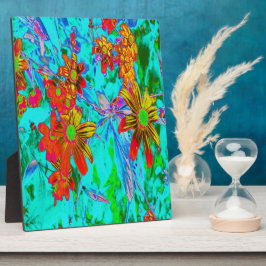 Aqua Tropical mit gelben und orangefarbenen Blume Fotoplatte