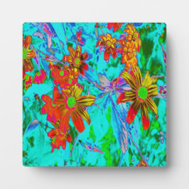 Aqua Tropical mit gelben und orangefarbenen Blume Fotoplatte