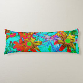 Aqua Tropical mit gelben und orangefarbenen Blume Seitenschläferkissen