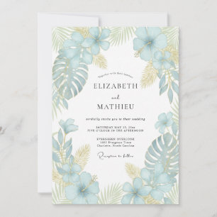 Aqua Tropische Palme Eukalyptus Hochzeit Einladung