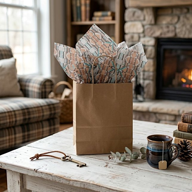 Aqua Türkis Aquamarin Taupe Schwarzes Grau Mosaik  Seidenpapier (Von Creator hochgeladen)