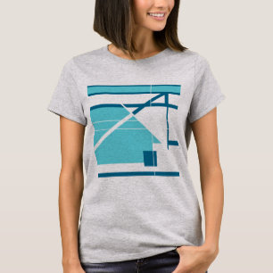 Aqua Türkis Blau Geometrisches Abstraktes MCM Desi T-Shirt
