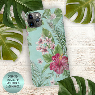 Aqua Türkis Blau Grün Rosa Florales Kunstmuster iPhone 15 Pro Max Hülle