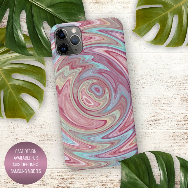 Aqua Türkis Blau Rosa Swirt Kunst, Dichtung und Mu iPhone Hülle (Von Creator hochgeladen)