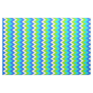 Aqua Türkis Blue Lime Green Ikat Stoff