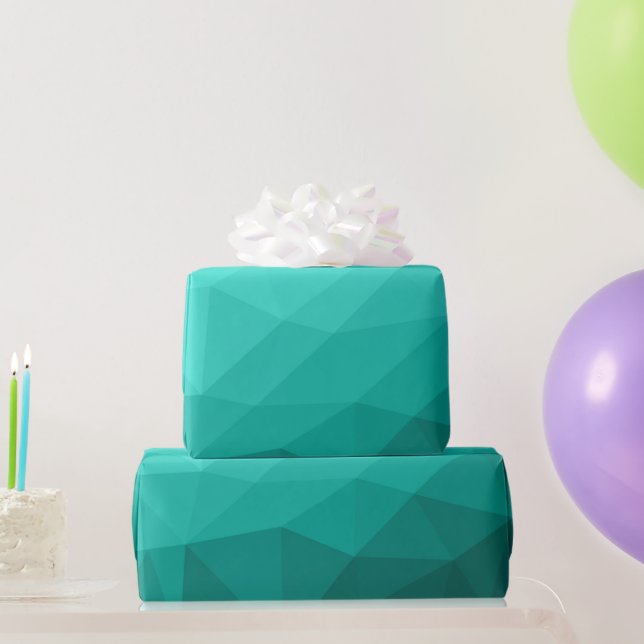 Aqua Türkis Gradient Geometric Mesh Pattern Geschenkpapier (Partygeschenke)
