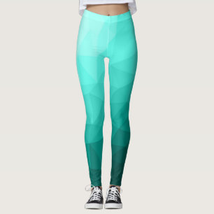 Aqua Türkis Gradient Geometric Mesh Pattern Leggings