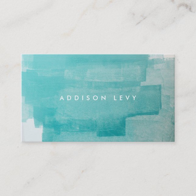 Aqua Türkis Grunge Beändigte Malerei Terminkarte (Vorderseite)