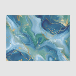 Aqua Türkis Mint Gold Aquarell Abstract Decoupage  Seidenpapier