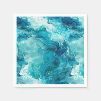 Aqua Türkis Ozean Fluid Art Marmor Decoupage Serviette