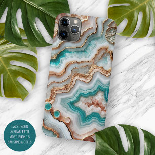 Aqua Türkis Rosa Rose Gold Marmor Kunst Muster Case-Mate iPhone Hülle
