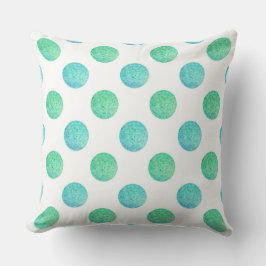 Aqua Türkis Textured Watercolor Polka Dots Kissen