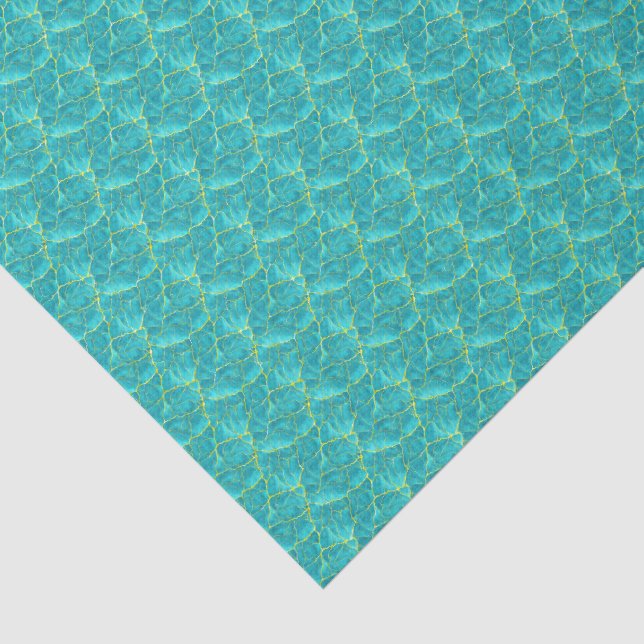 Aqua Türkis Türkis Falsches Goldblatt Muschel Deco Seidenpapier (Ausschnitt)