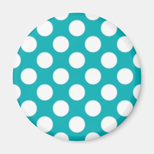Aqua Türkis und White Polka Dot Muster Magnet (Vorne)