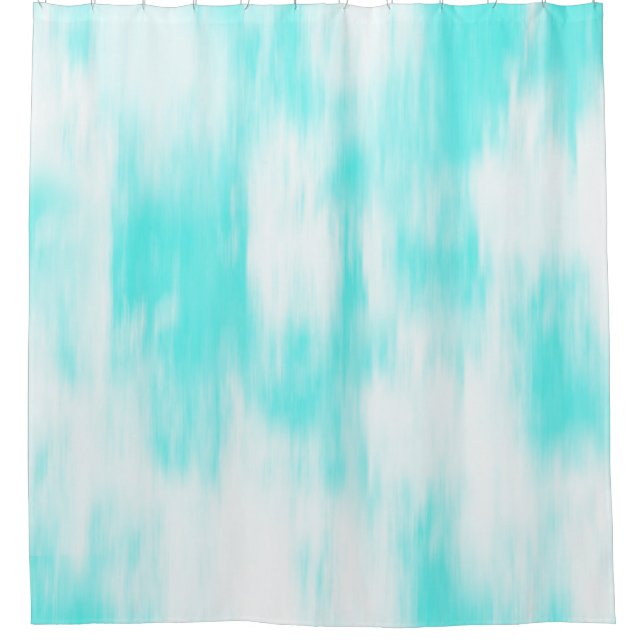 Aqua Türkis White Abstrakt Duschvorhang (Vorderseite)