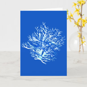 Aqua Türkisblaue Korallen-Silhouette Aquarellkarte Karte