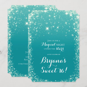 Aqua Türkisblaue Sternennacht Himmel Himmlisch Swe Einladung