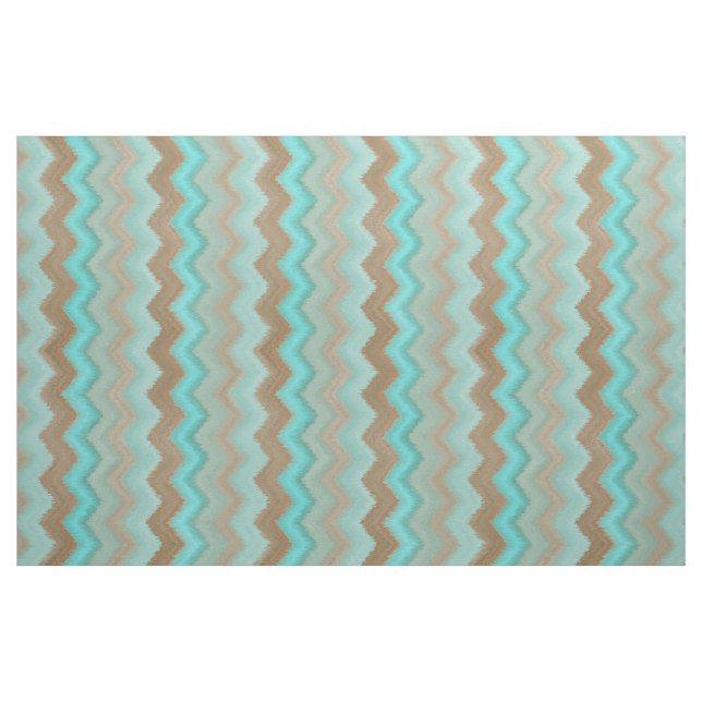 Aqua Türkise Blue Brown Ikat Zigzag Muster Stoff (Fat Quarter (45,7 x 55,9 cm))