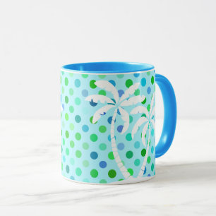 Aqua Türkise Blue Lime Green Punkte Muster Tasse
