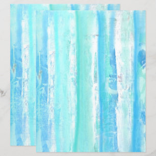 Aqua Türkise Blue White Trees Scrapbook Paper