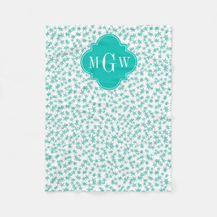 Aqua/Turq Weißsteine Aquamarin Quatrefolie 3 Monog Fleecedecke