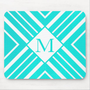 Aqua Turquoise Acrylic Geometric Mousepad