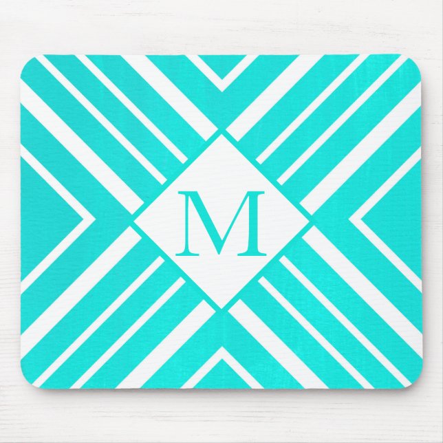 Aqua Turquoise Acrylic Geometric Mousepad (Vorne)