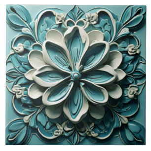 Aqua Turquoise Aquamarine Imitate Hilfe Blume Fliese