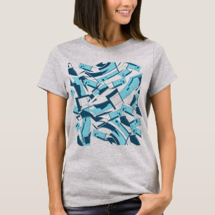 Aqua Turquoise Blue Diagonal Stückchen T-Shirt